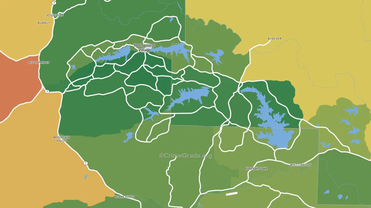 Hot Springs Village, AR Map of Murder Rates
