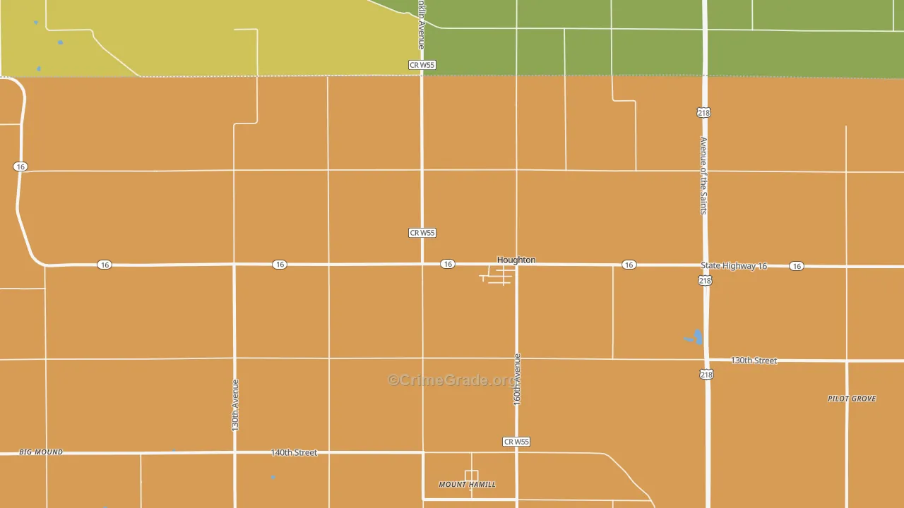 Houghton, IA Map of Murder Rates