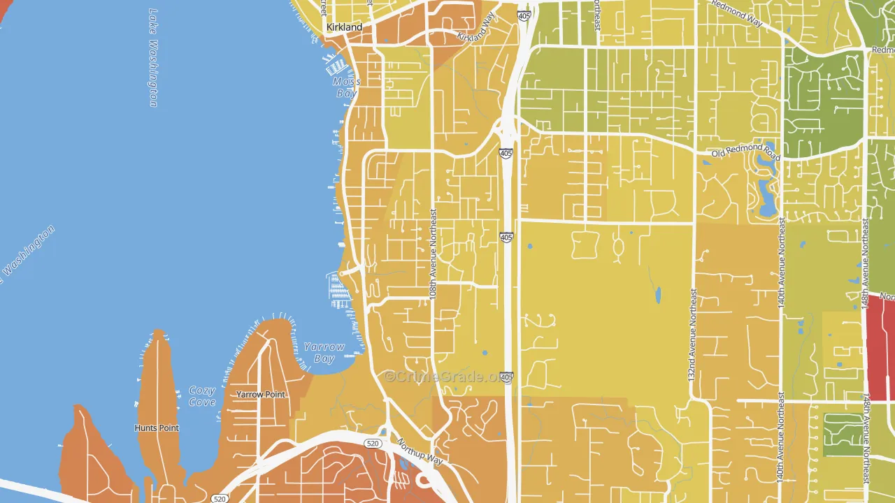 Houghton, Kirkland, WA Map of Murder Rates