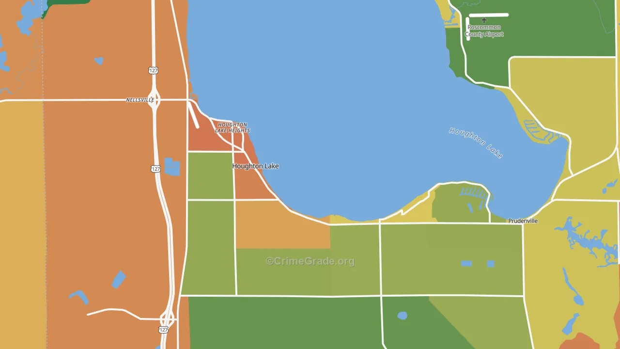 Houghton Lake, MI Map of Murder Rates