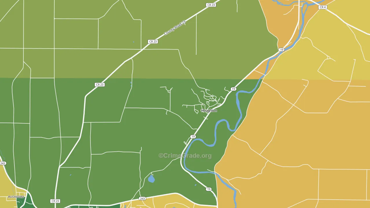 Houghton, NY Map of Murder Rates