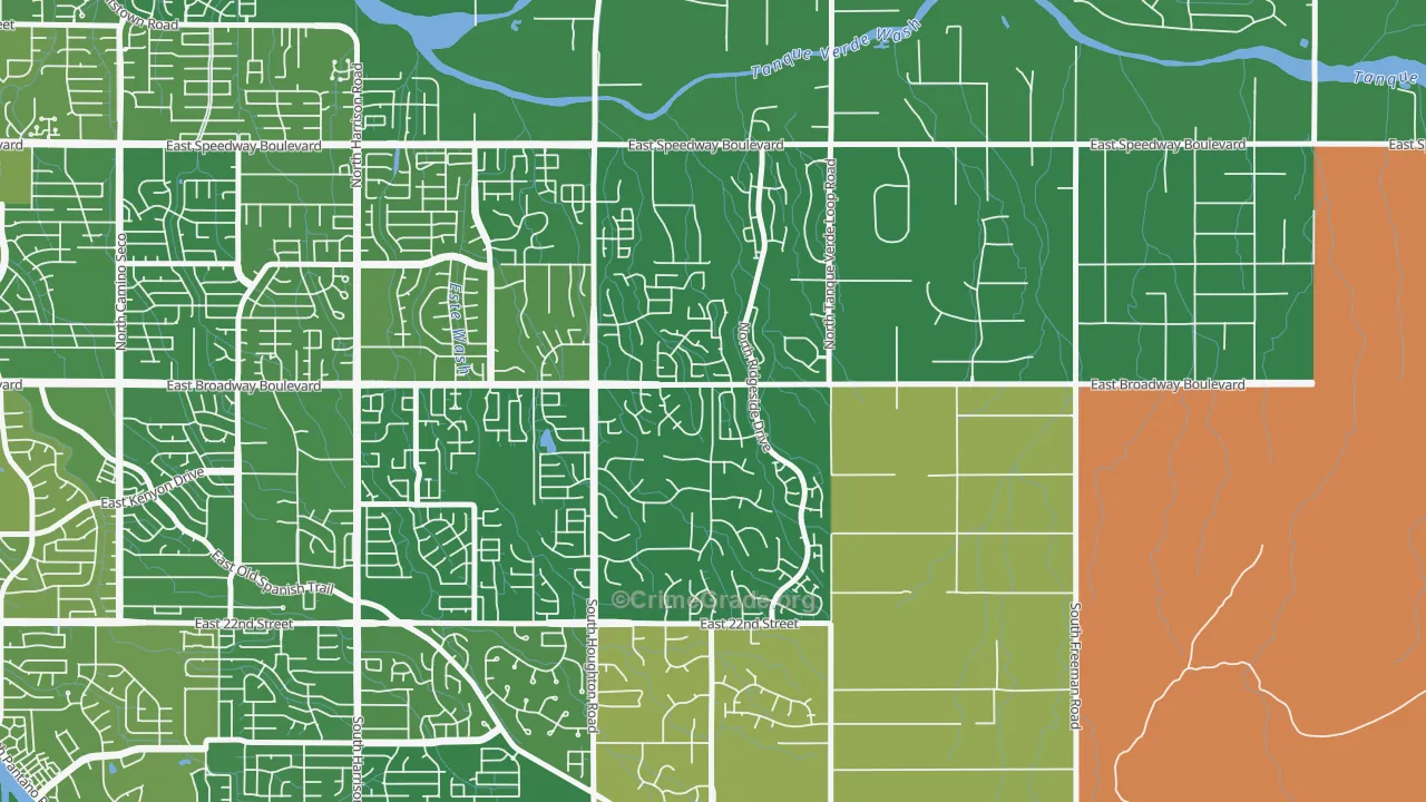 Houghton, Tucson, AZ Map of Murder Rates