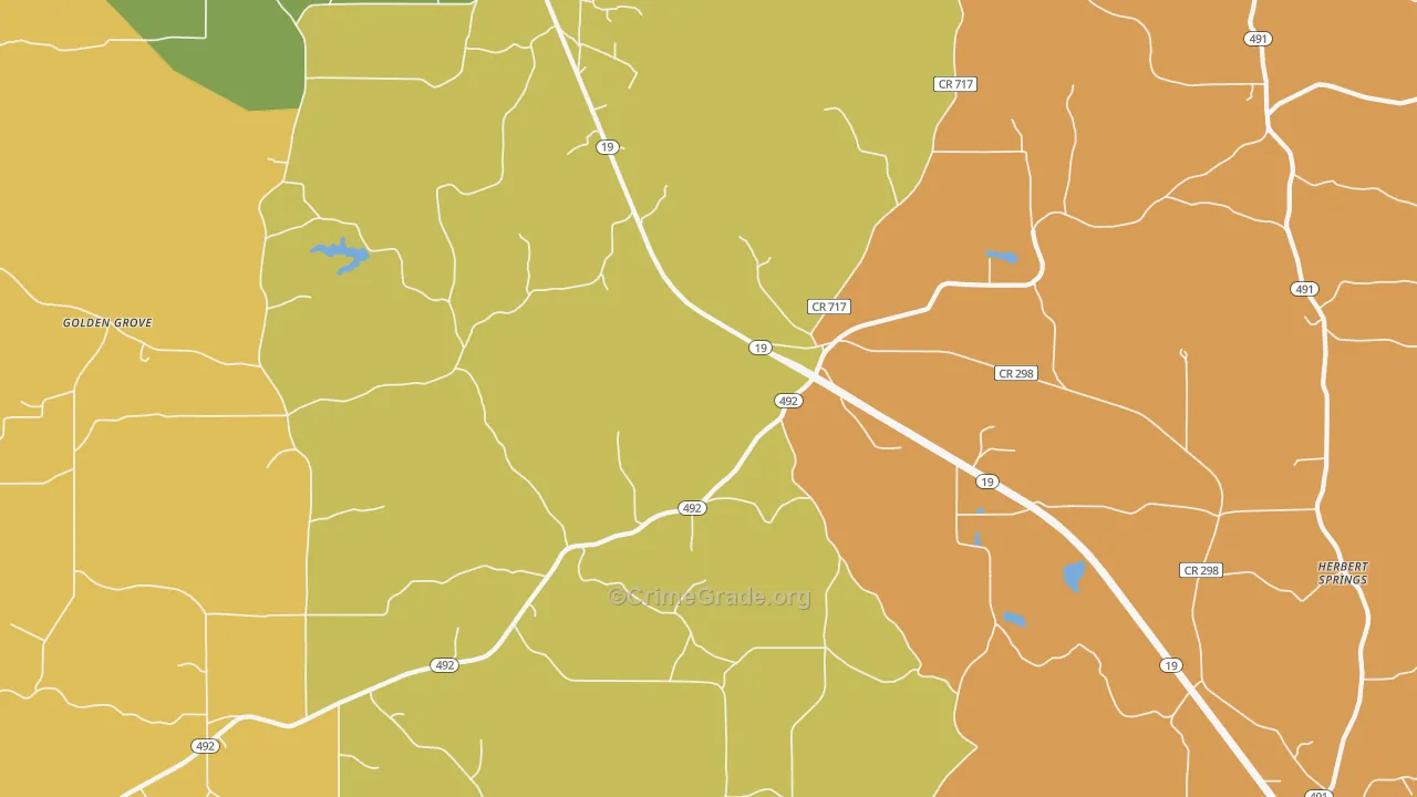 House, MS Map of Murder Rates
