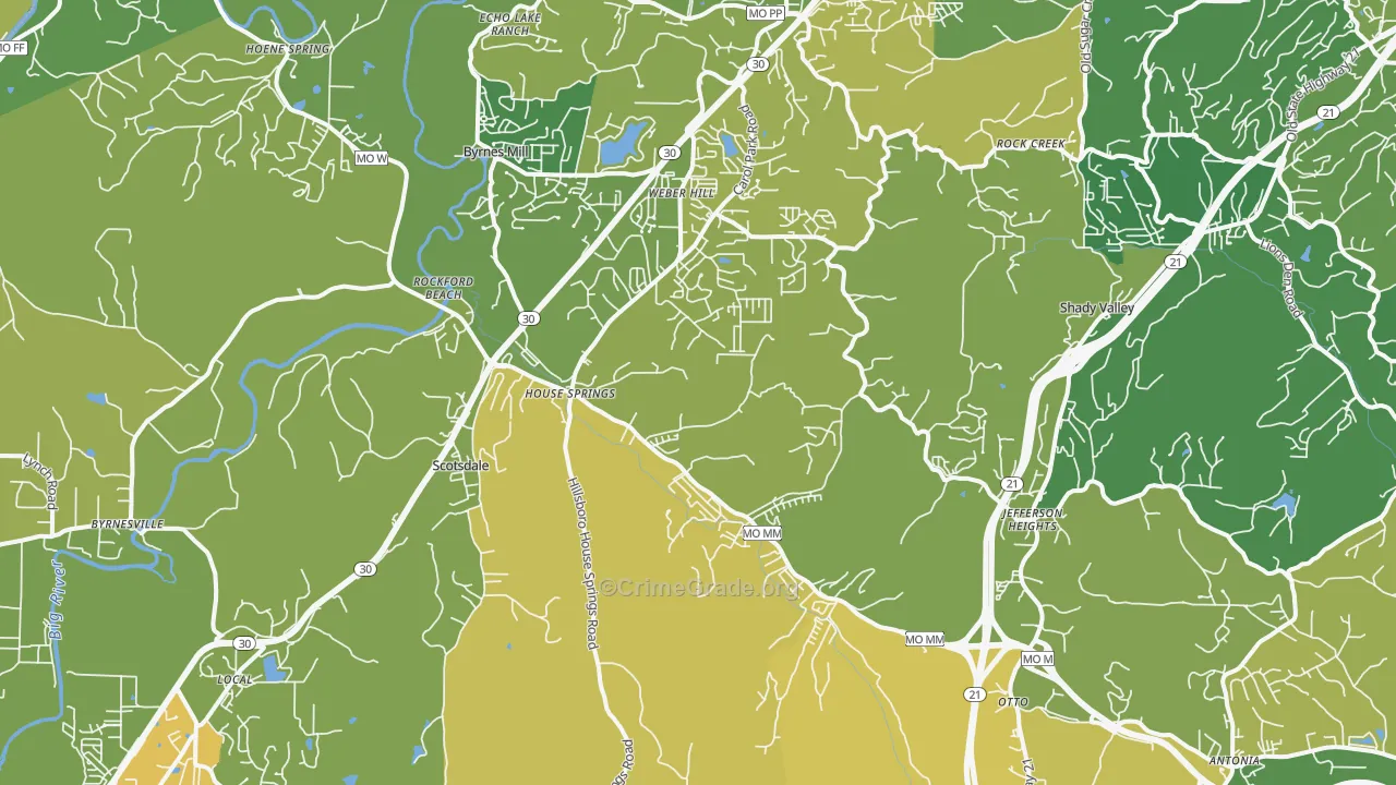 House Springs, MO Map of Murder Rates