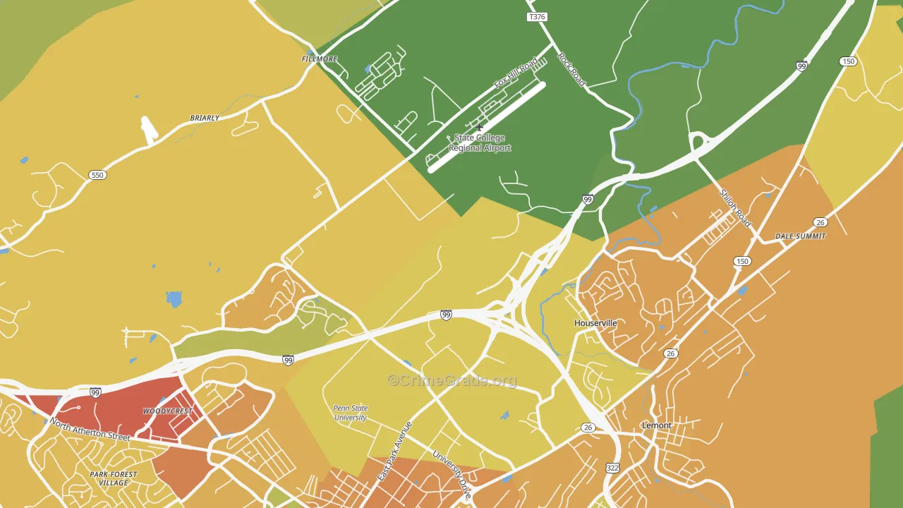Houserville, PA Map of Murder Rates