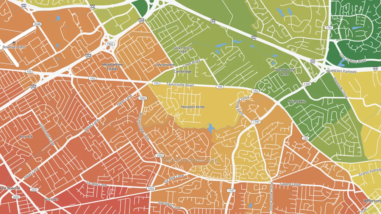 Houston Acres, KY Map of Murder Rates