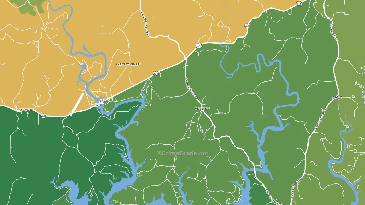 Houston, AL Map of Murder Rates