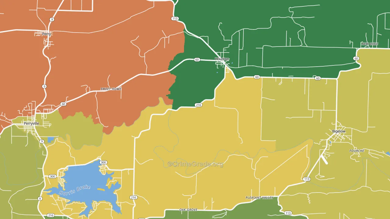 Houston, AR Map of Murder Rates