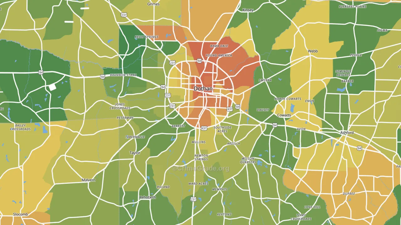 Houston County, AL Map of Murder Rates