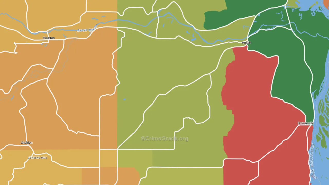 Houston County, MN Map of Murder Rates
