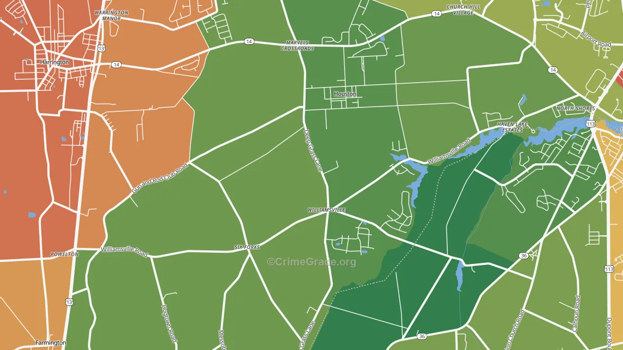 Houston, DE Map of Murder Rates