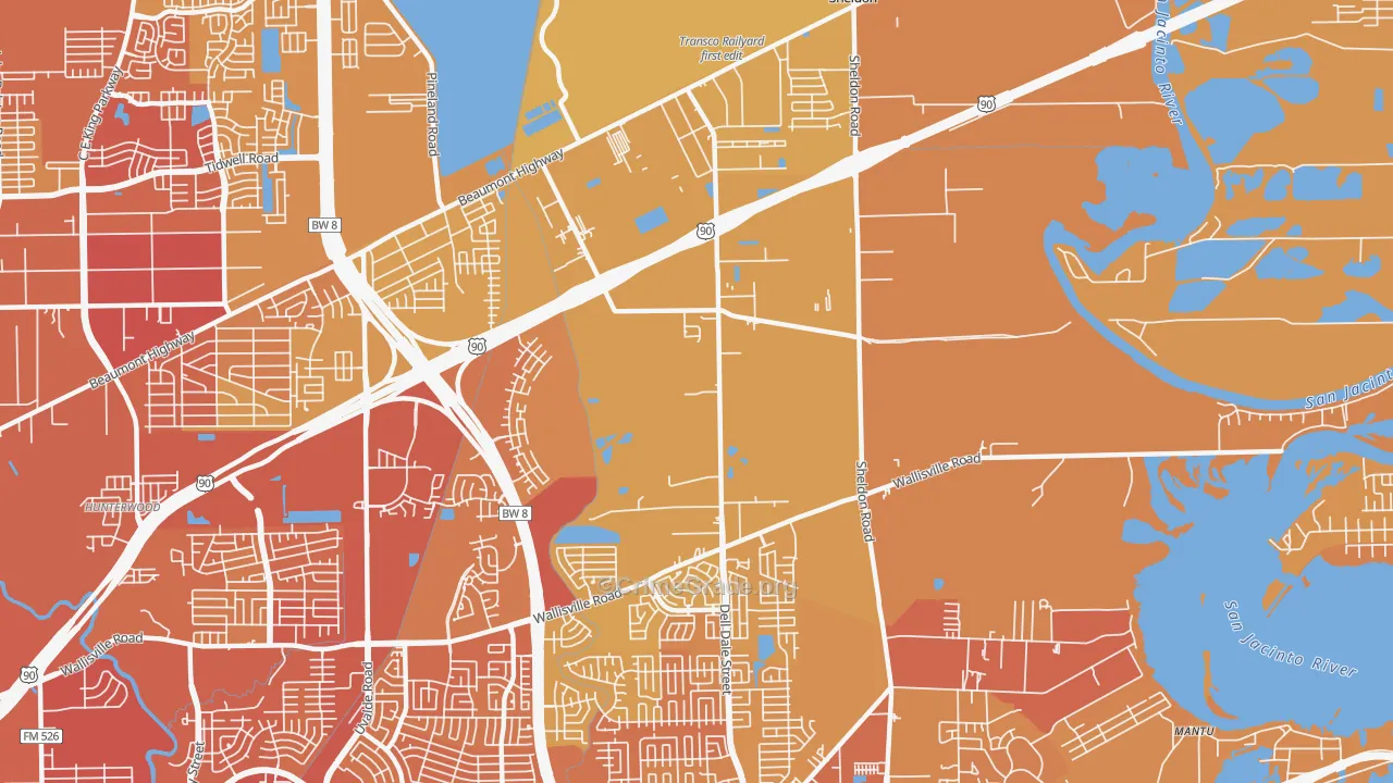 Houston Farms, Houston, TX Map of Murder Rates