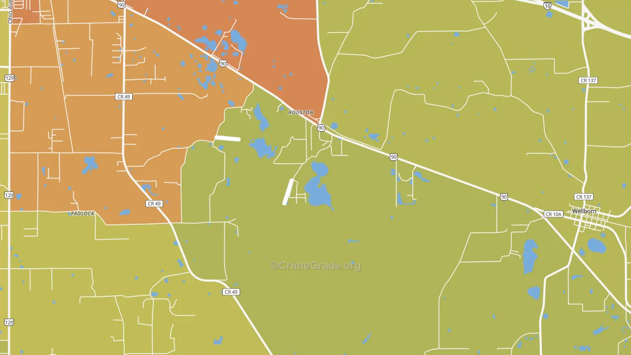 Houston, FL Map of Murder Rates
