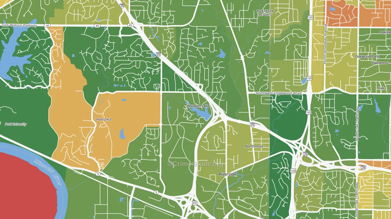 Houston Lake, MO Map of Murder Rates