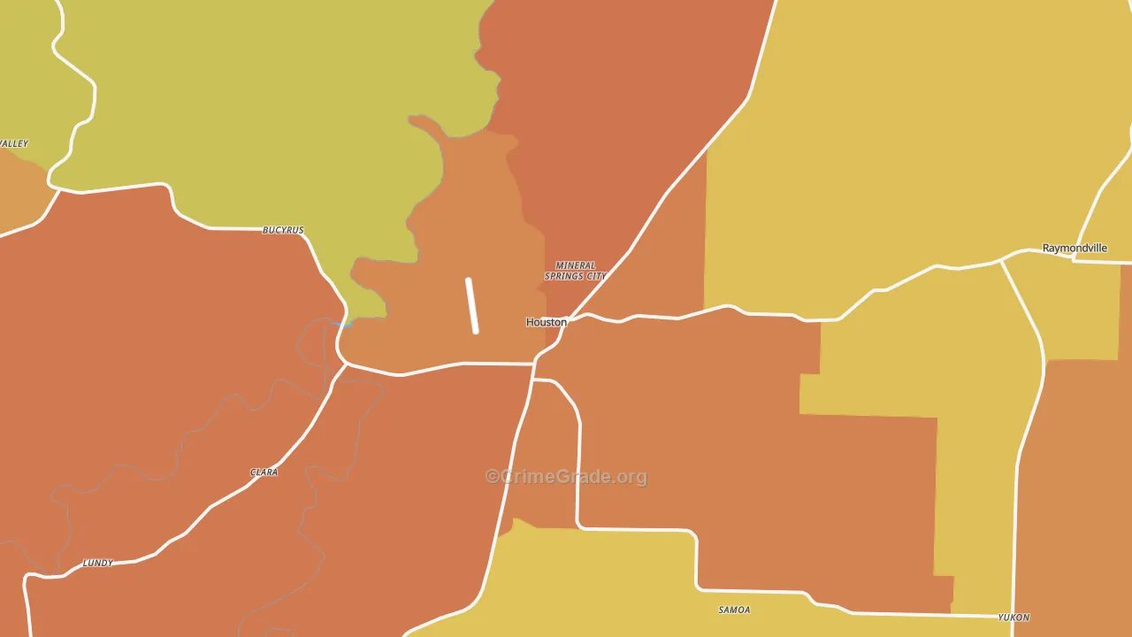 Houston, MO Map of Murder Rates