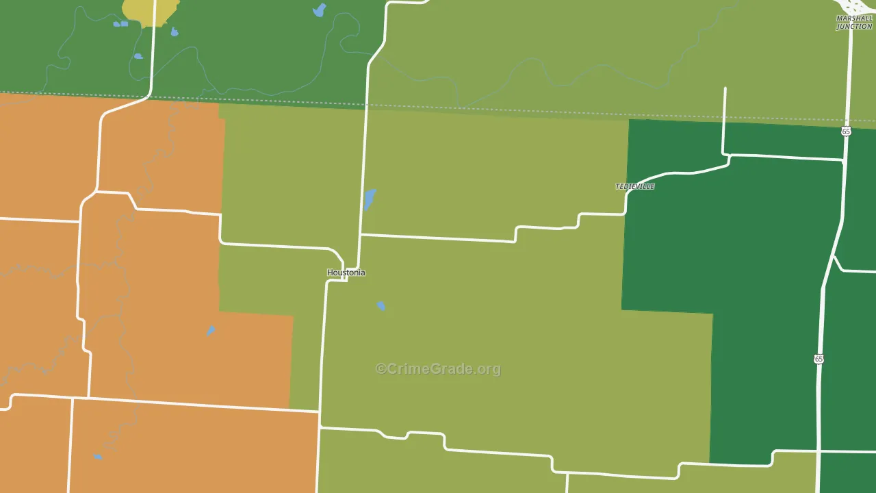 Houstonia, MO Map of Murder Rates