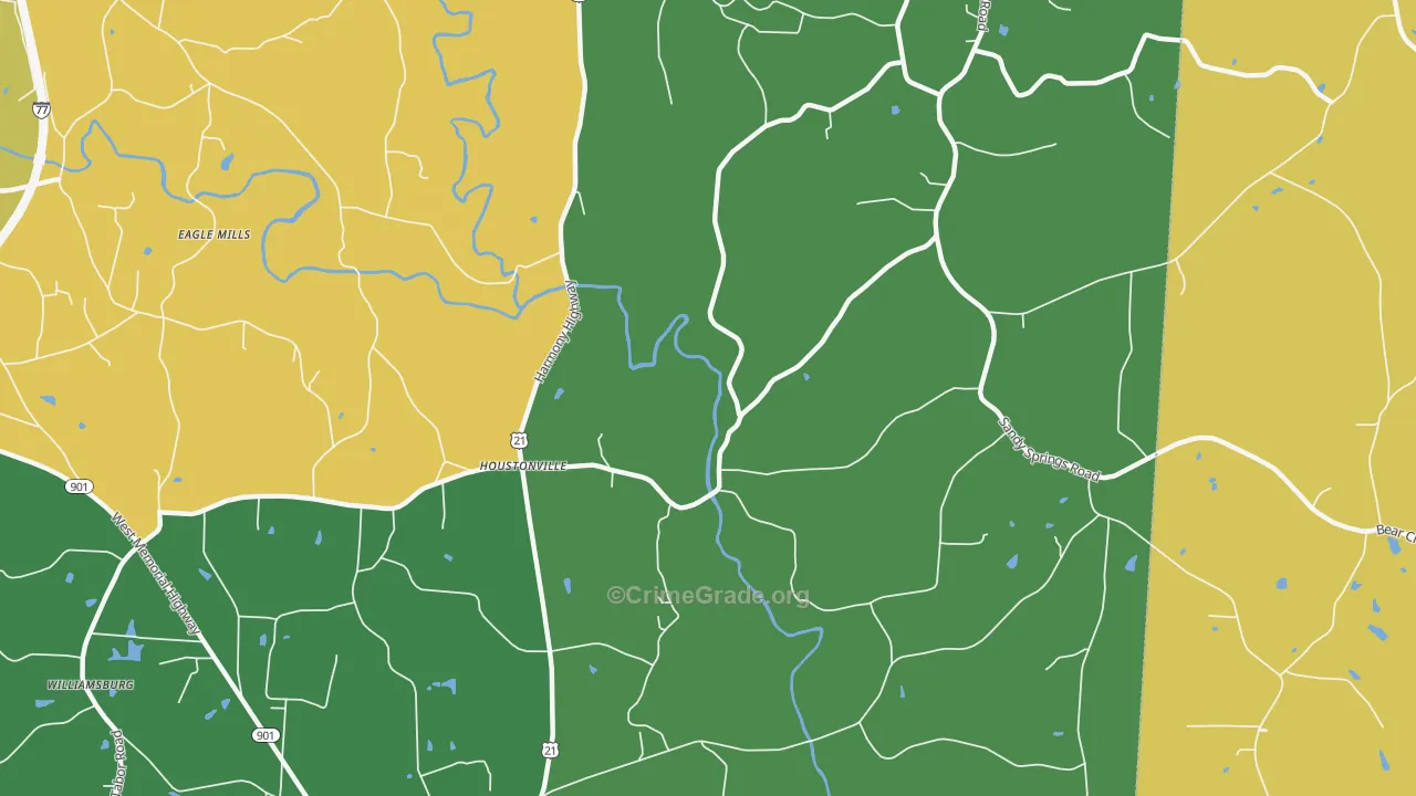 Houstonville, NC Map of Murder Rates