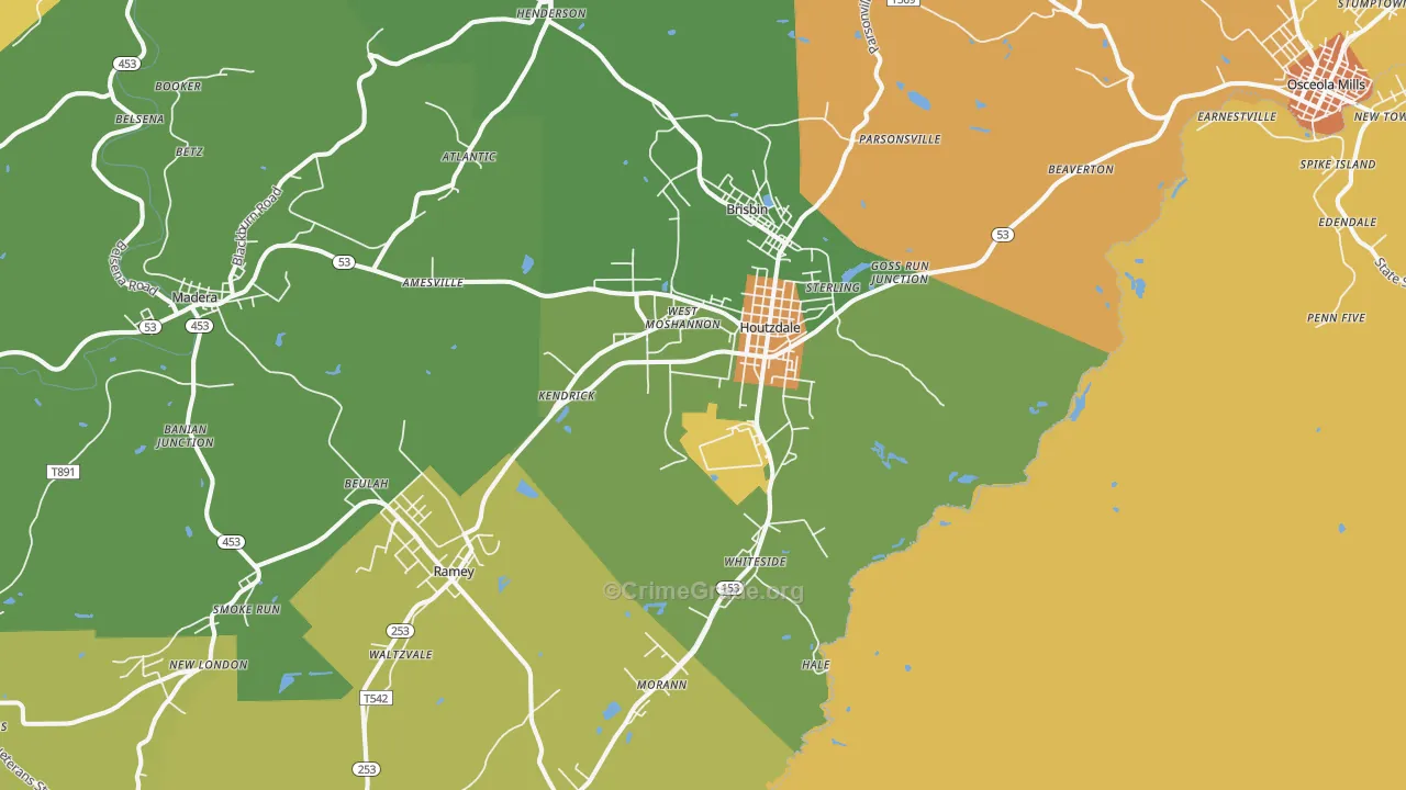 Houtzdale, PA Map of Murder Rates