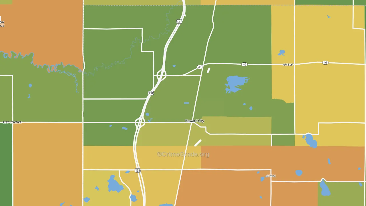 Howard City, MI Map of Murder Rates