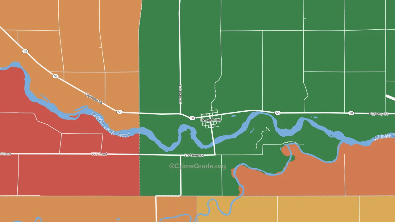 Howard City, NE Map of Murder Rates