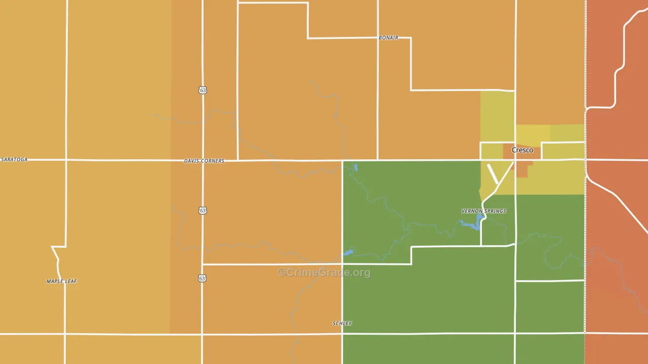 Howard County, IA Map of Murder Rates