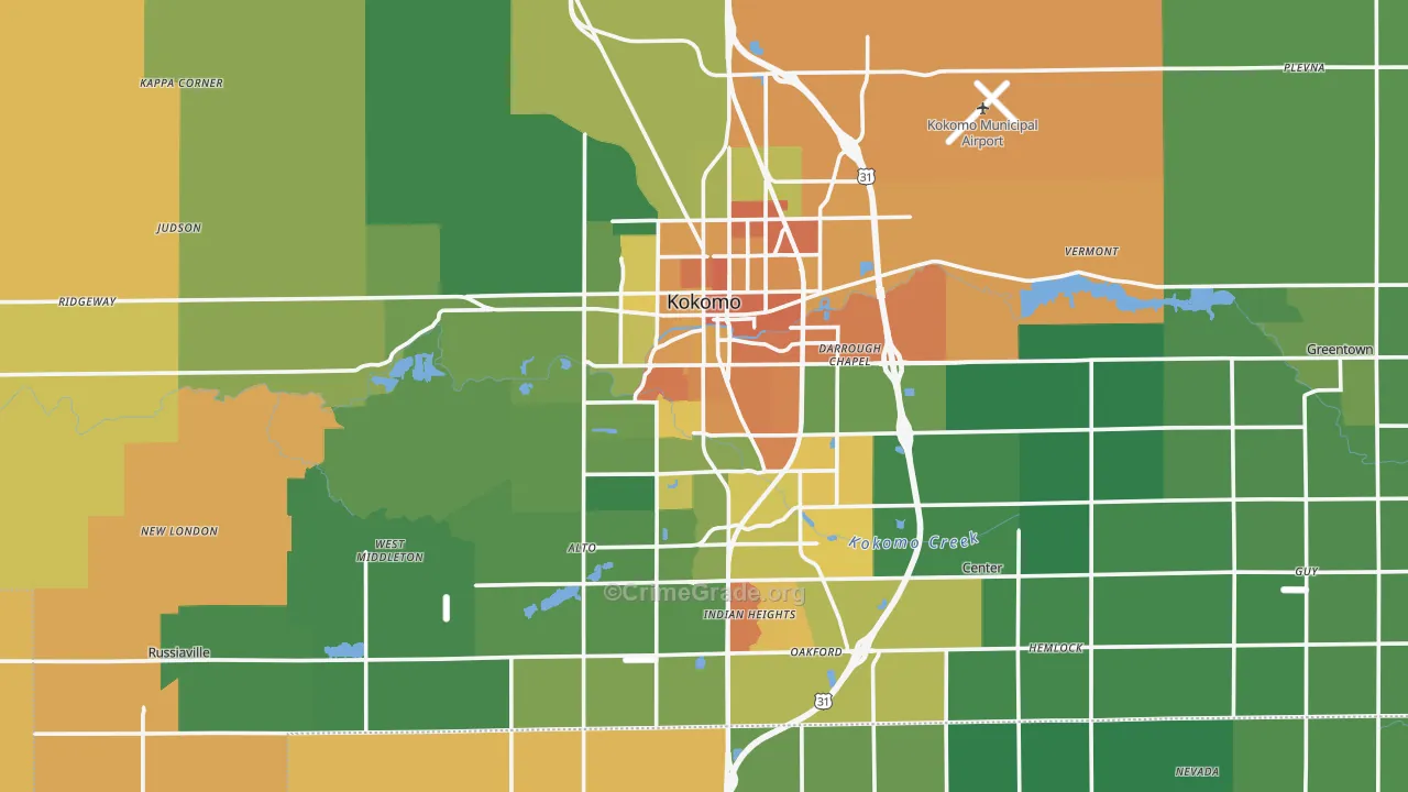 Howard County, IN Map of Murder Rates