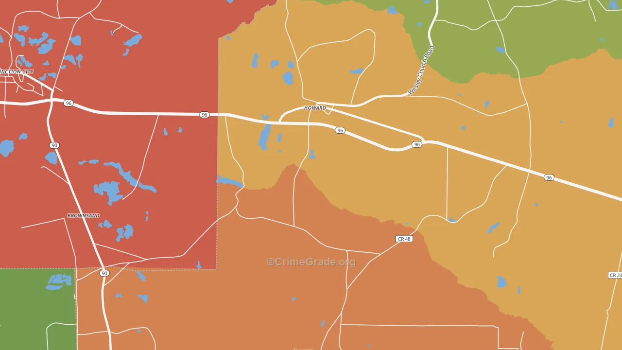 Howard, GA Map of Murder Rates