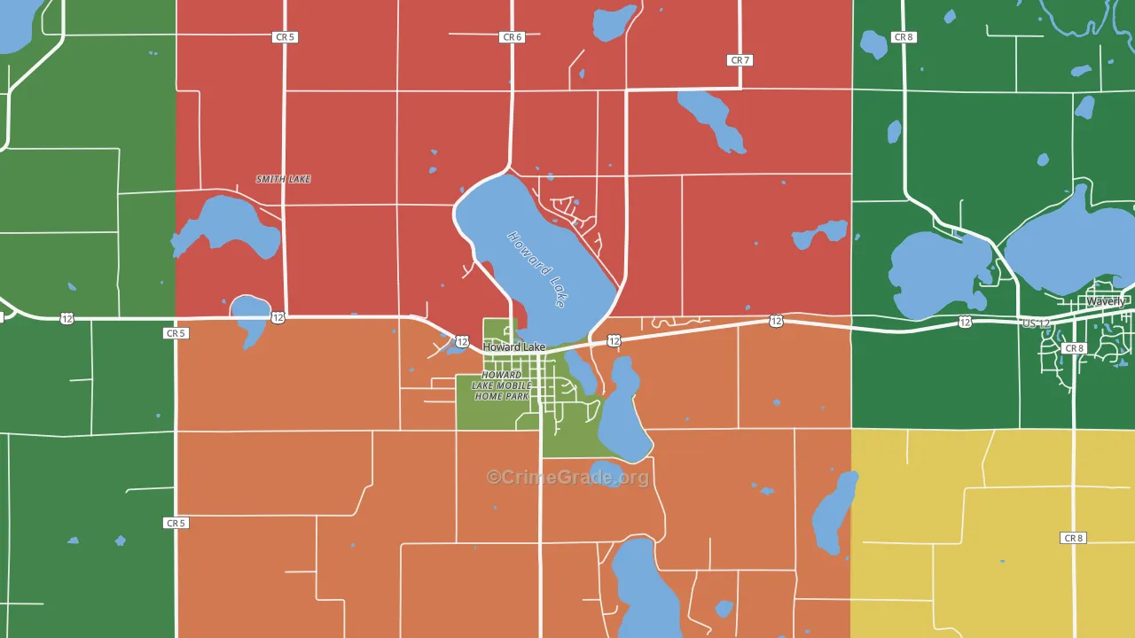 Howard Lake, MN Map of Murder Rates