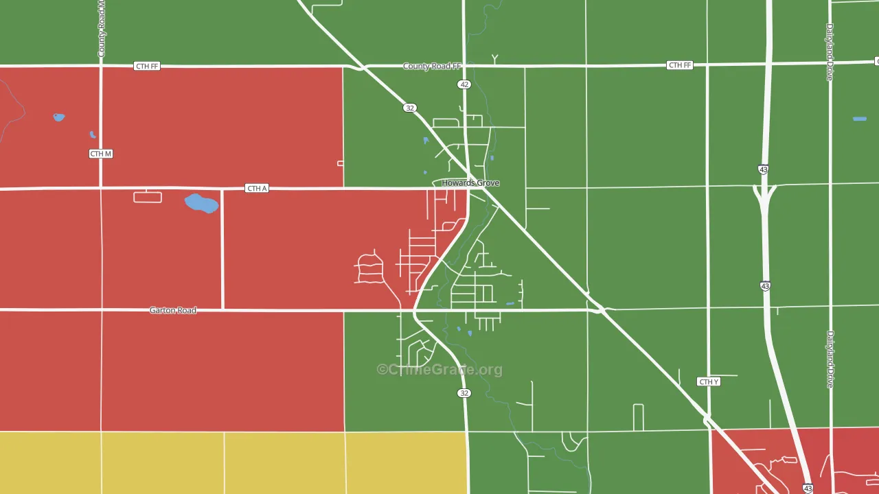 Howards Grove, WI Map of Murder Rates