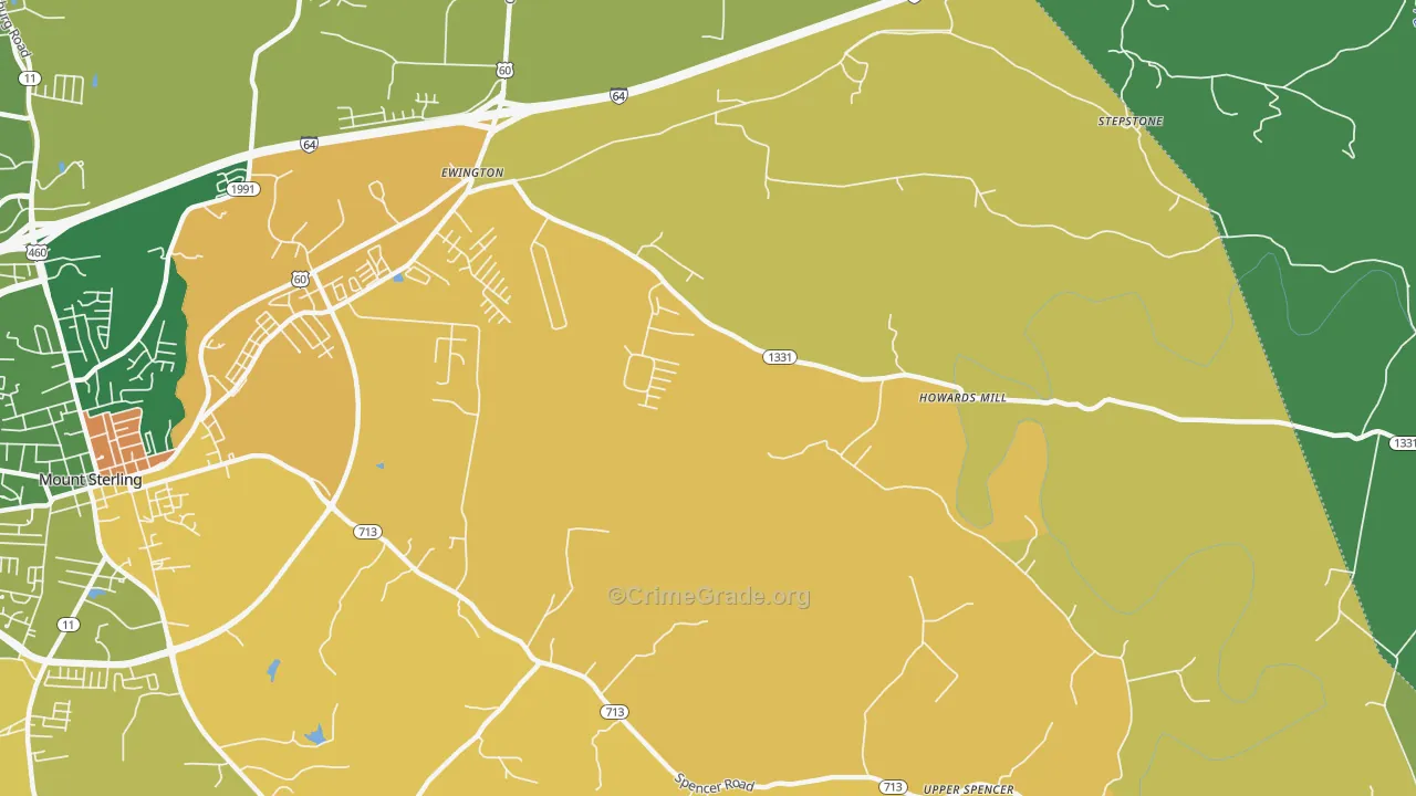 Howards Mill, KY Map of Murder Rates