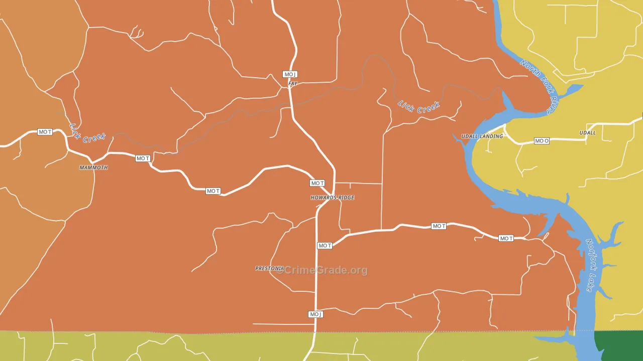 Howards Ridge, MO Map of Murder Rates