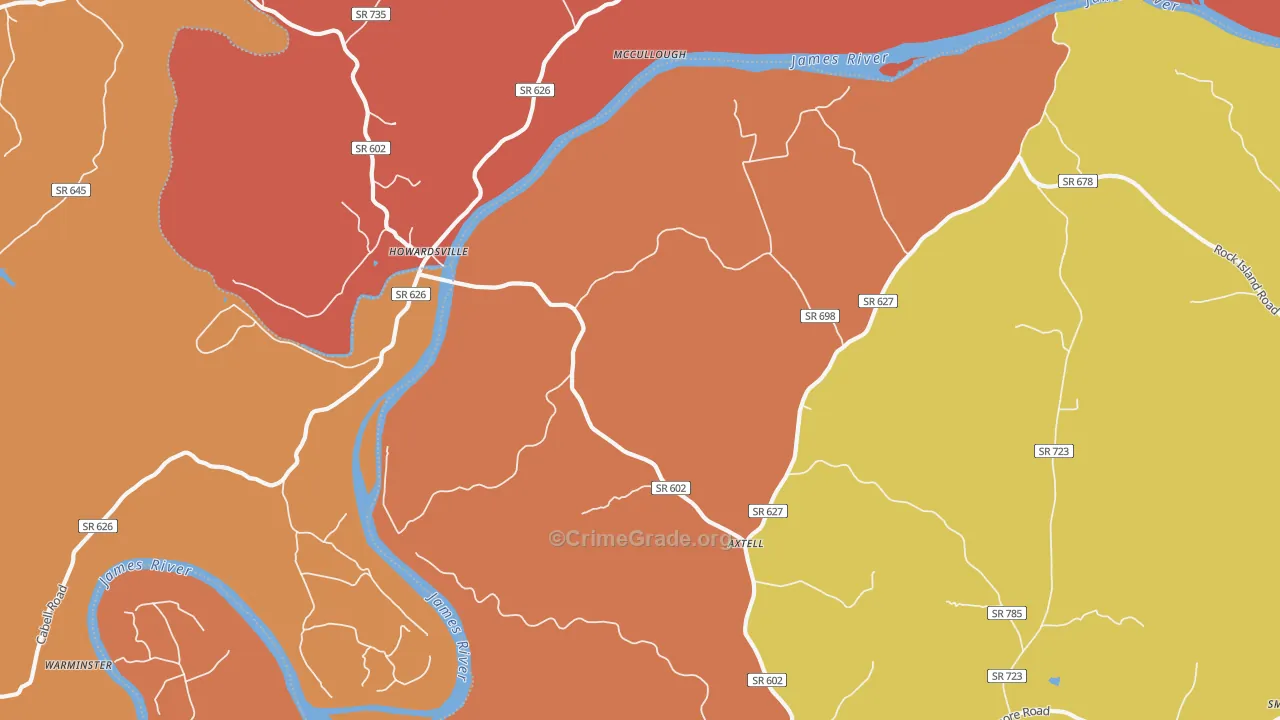 Howardsville, VA Map of Murder Rates