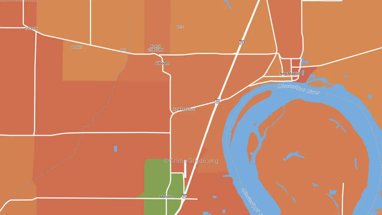 Howardville, MO Map of Murder Rates