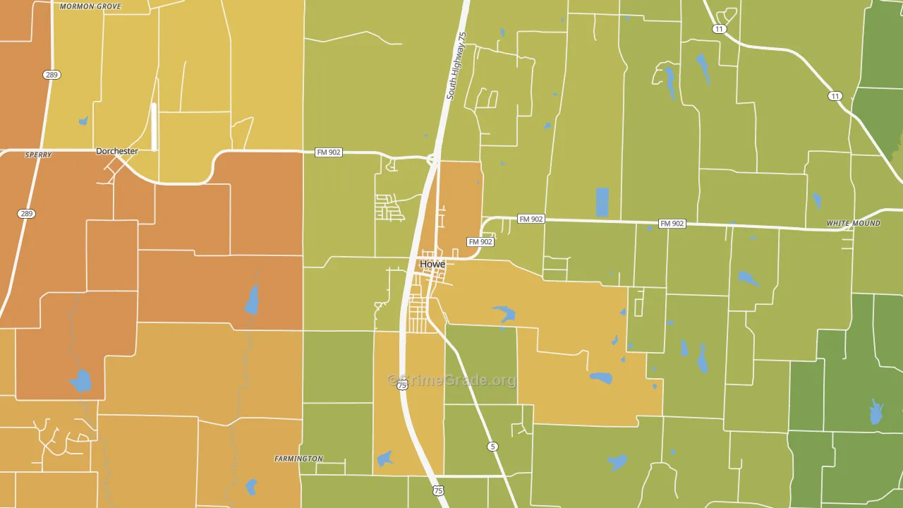 Howe, TX Map of Murder Rates