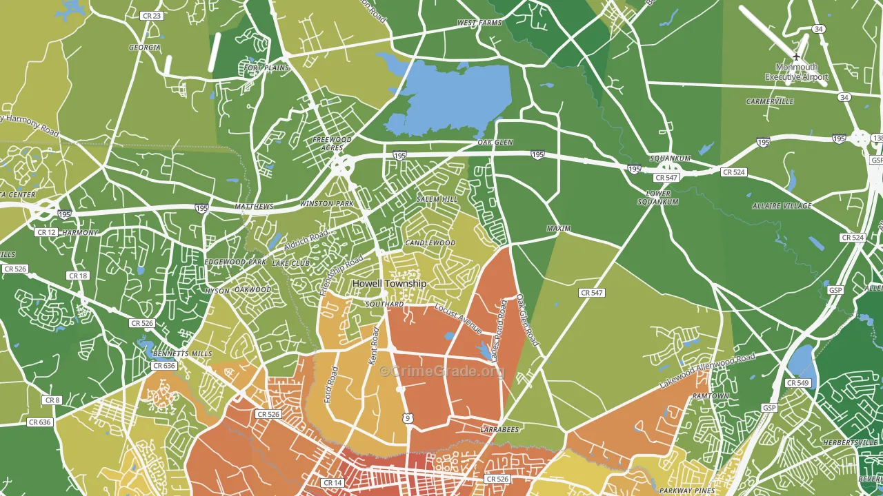 Howell, NJ Map of Murder Rates