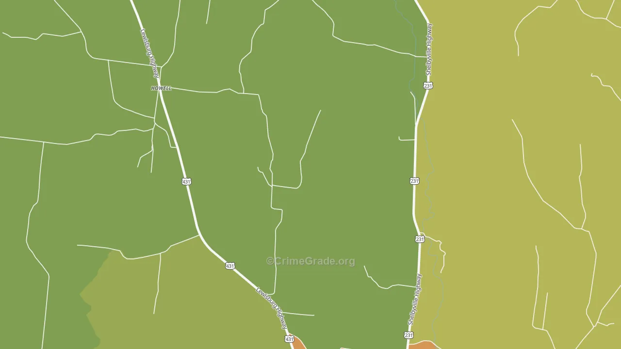 Howell, TN Map of Murder Rates
