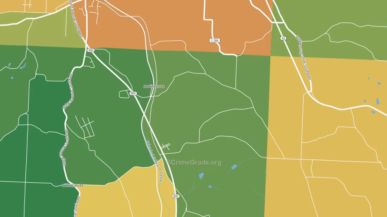 Howenstine, OH Map of Murder Rates