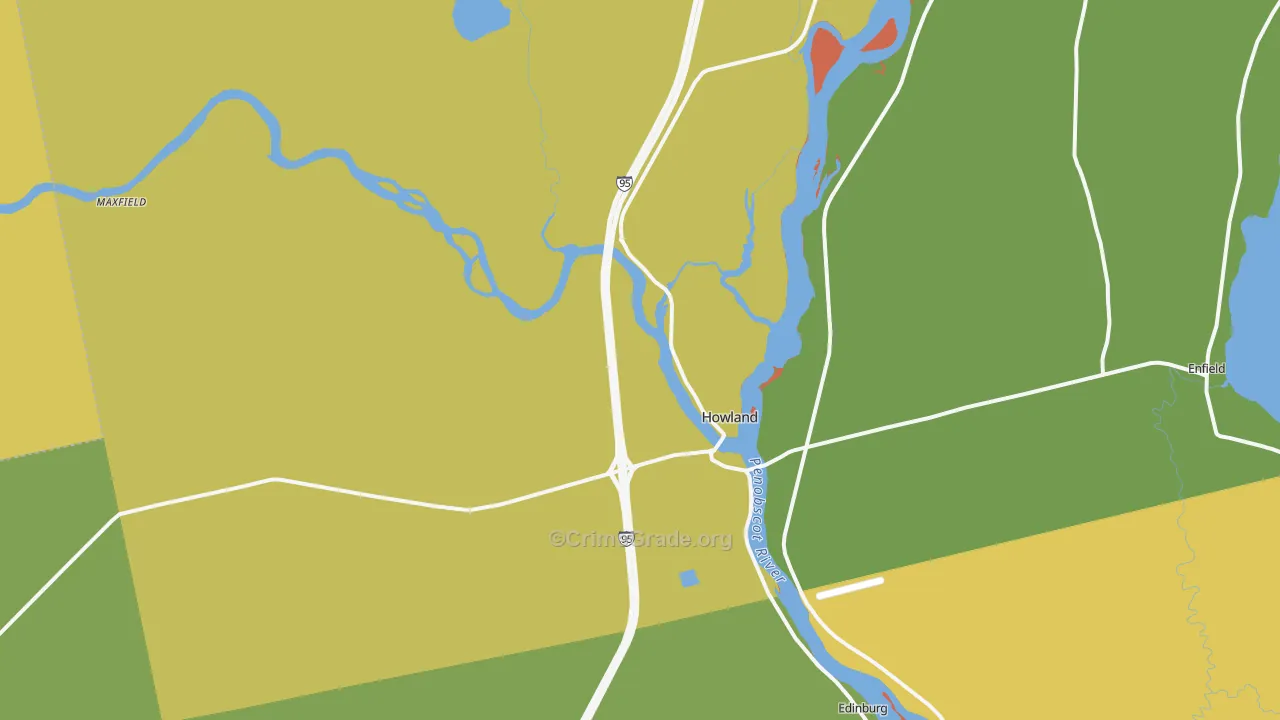 Howland, ME Map of Murder Rates