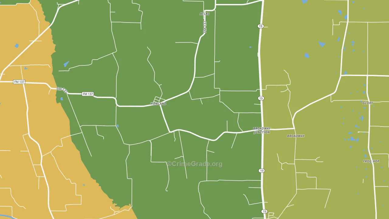 Howland, TX Map of Murder Rates