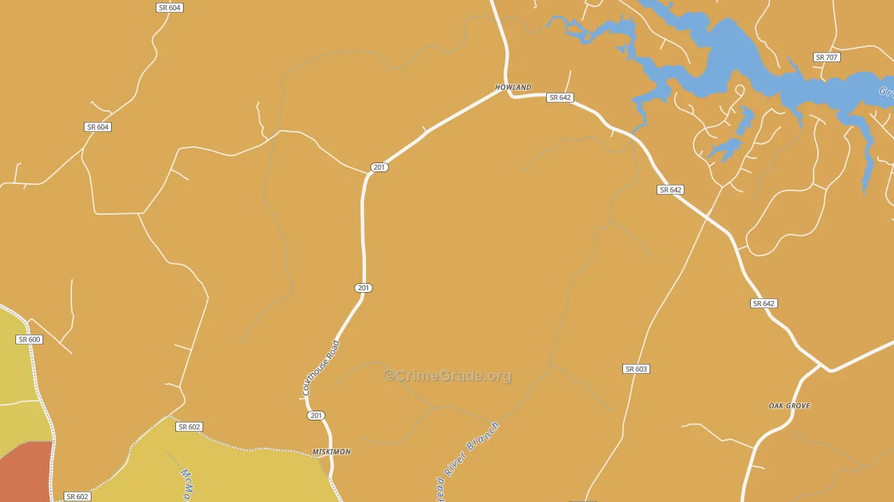 Howland, VA Map of Murder Rates