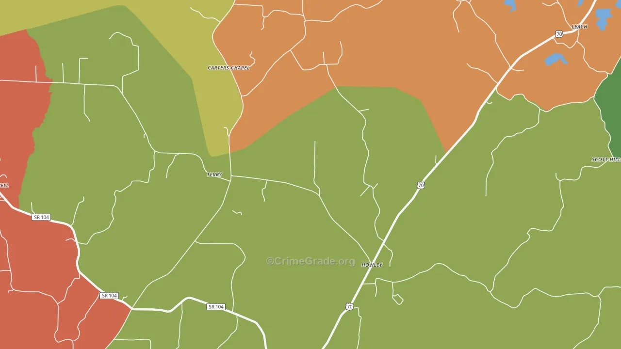 Howley, TN Map of Murder Rates
