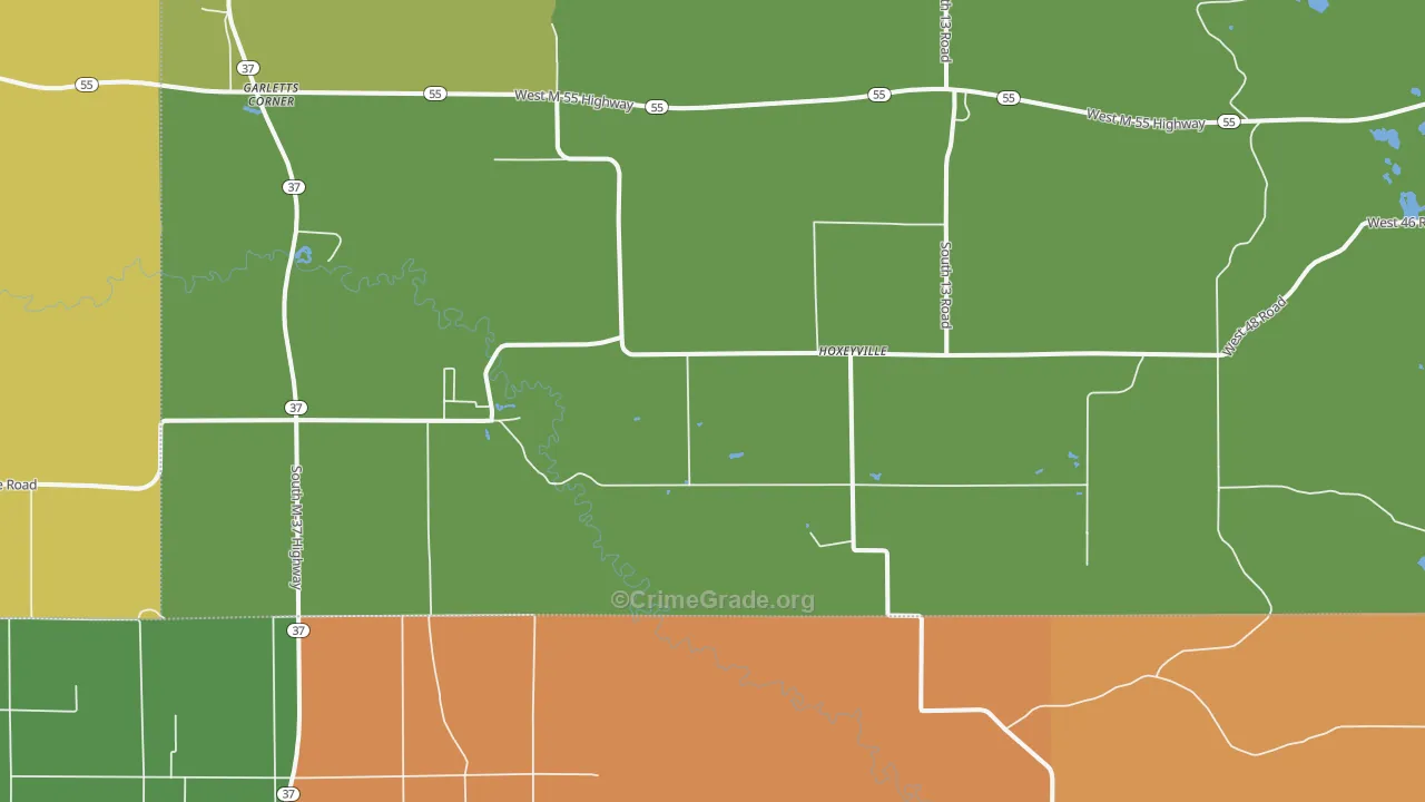 Hoxeyville, MI Map of Murder Rates