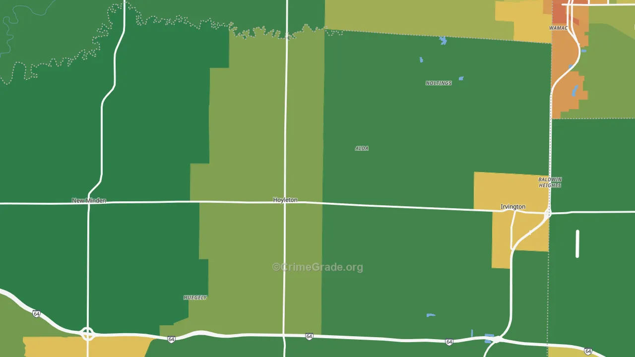 Hoyleton, IL Map of Murder Rates