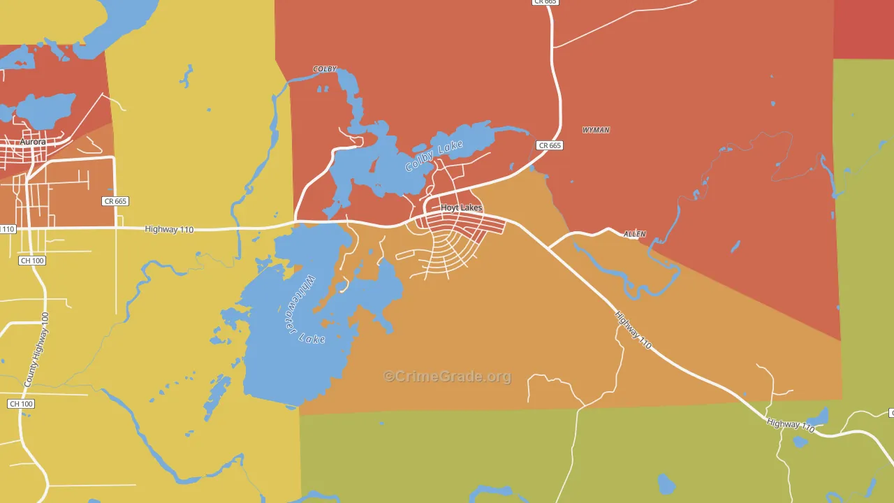 Hoyt Lakes, MN Map of Murder Rates