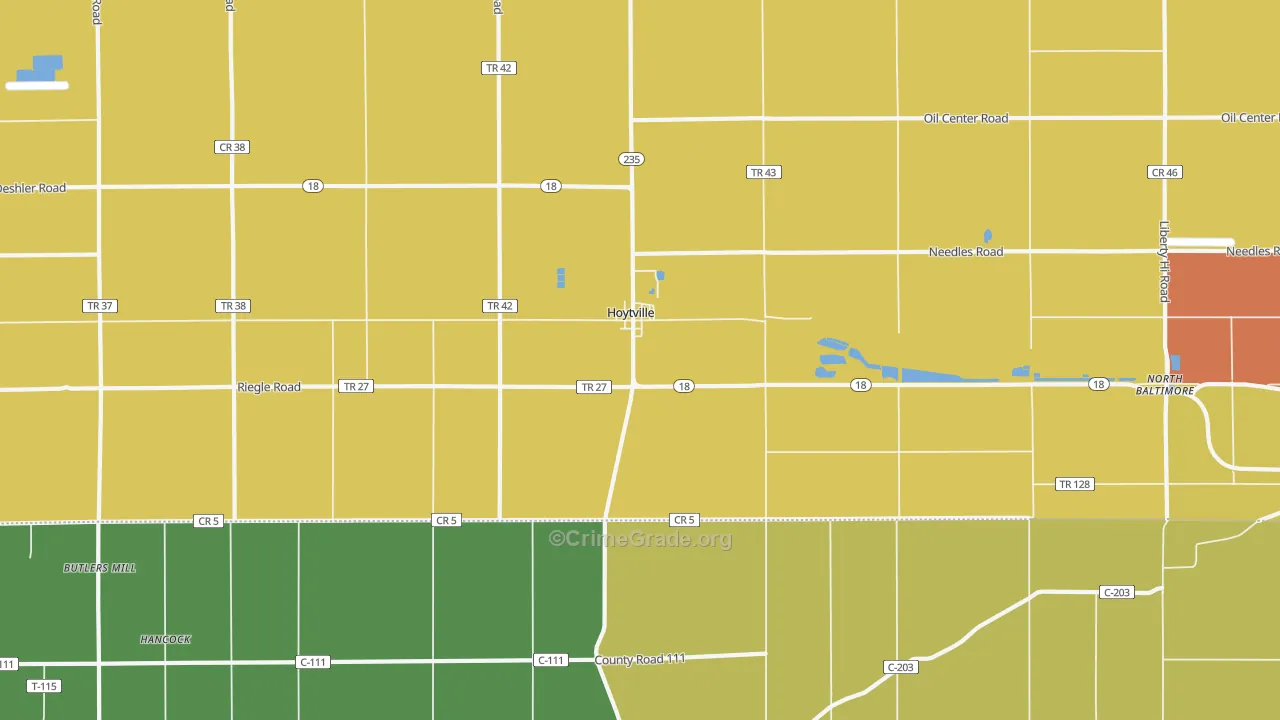Hoytville, OH Map of Murder Rates