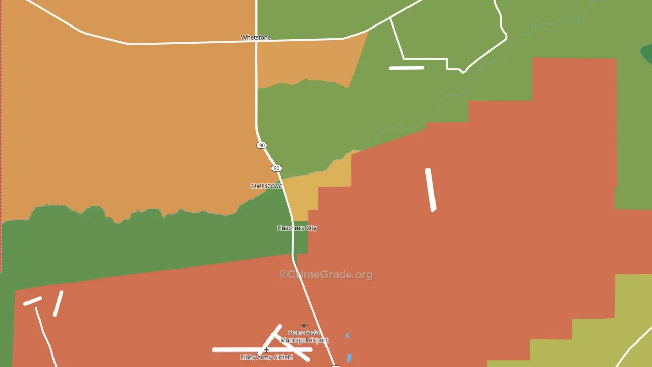 Huachuca City, AZ Map of Murder Rates