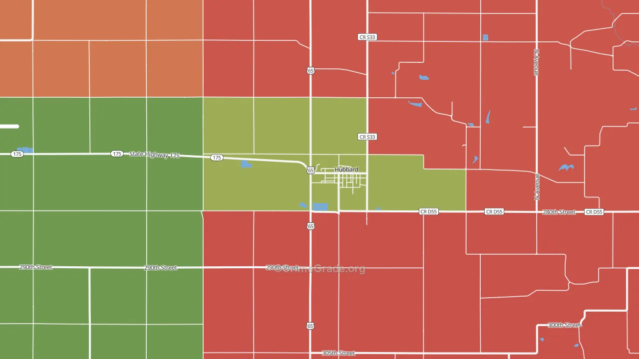 Hubbard, IA Map of Murder Rates