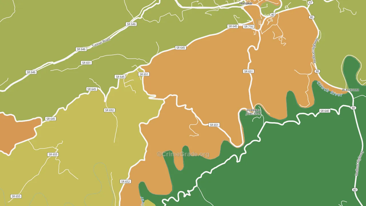 Hubbard Junction, VA Map of Murder Rates