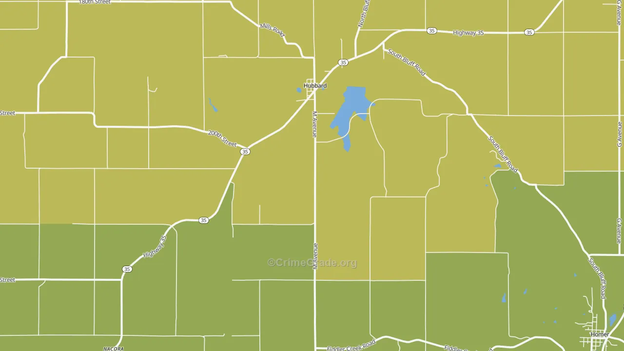 Hubbard, NE Map of Murder Rates