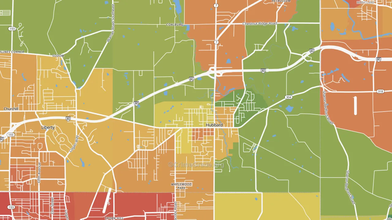 Hubbard, OH Map of Murder Rates